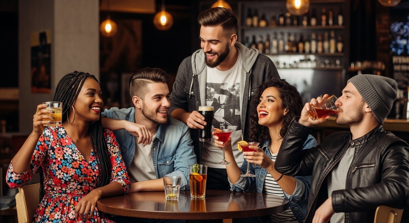 Amigos en el bar