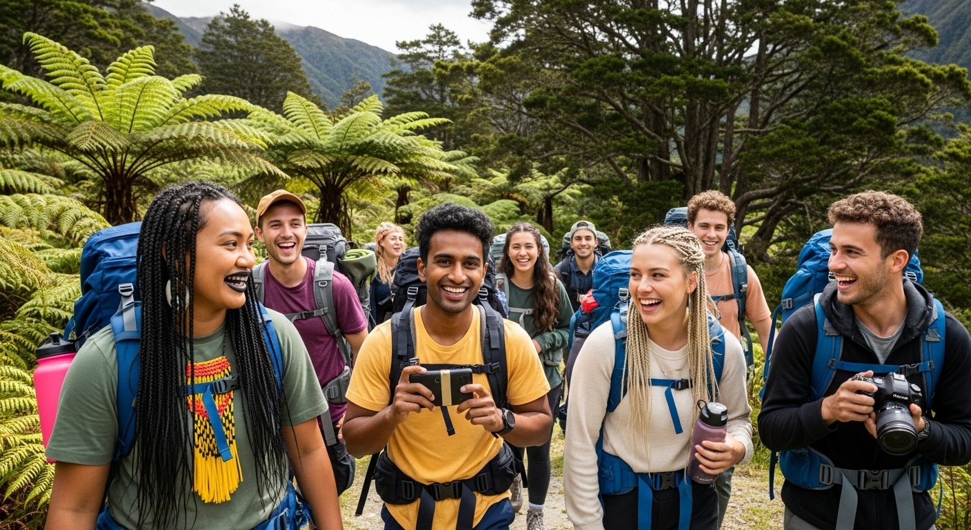 Amigos haciendo hiking